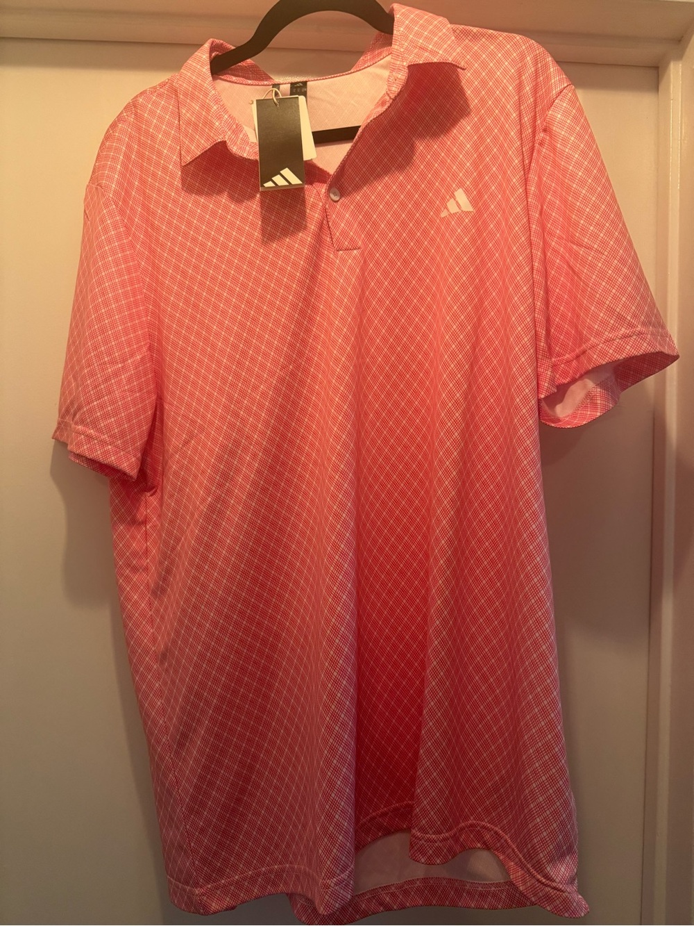 Adidas Red and White Short-Sleeve Polo